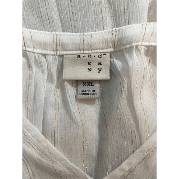 A New Day Womens Metallic Striped Puff Ruffled Sleeve Top XX LARGE (909) - Picture 2 of 5